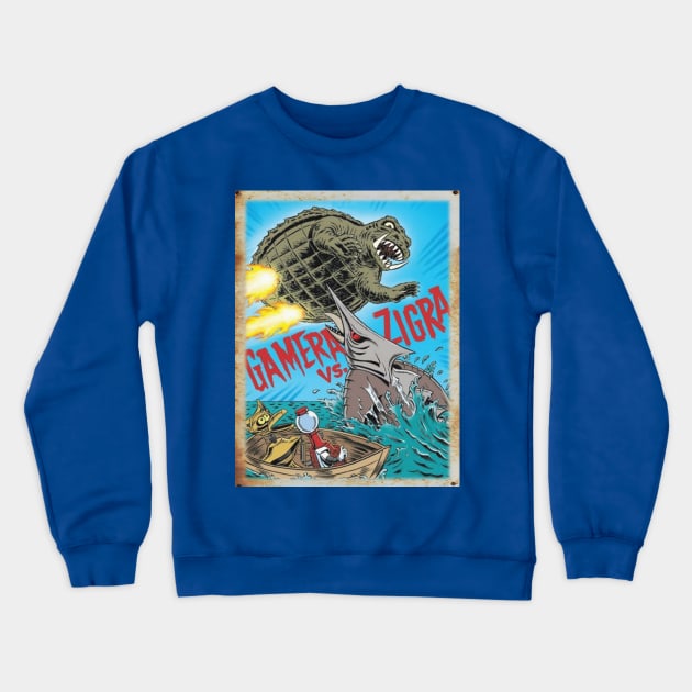 Mystery Science Rusty Barn Sign 3000 - Gamera vs Zigra Crewneck Sweatshirt by Starbase79